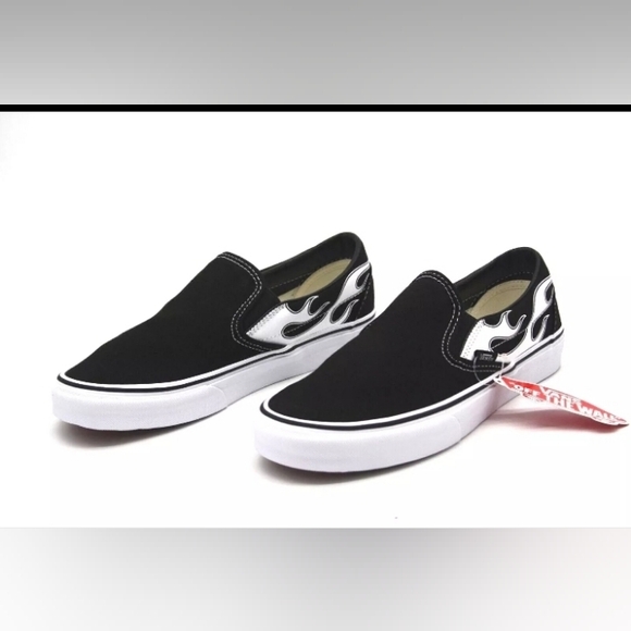 VANS CLASSIC SLIP-ON FLAME BLACK/WHITE  VN0A33TBK681 MENS SKATEBOARDING SIZE 10 - Picture 4 of 10